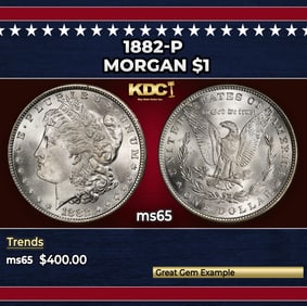 1882-p Morgan Dollar $1 Grades ms65