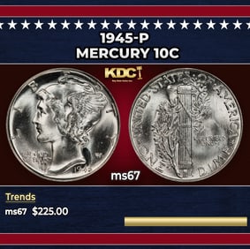 1945-p Mercury Dime 10c ms67 SEGS