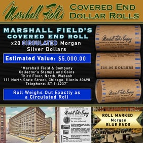 MARSHALL FIELDS RARE Circ BLUE Lvl 20 Coin Morgan Roll