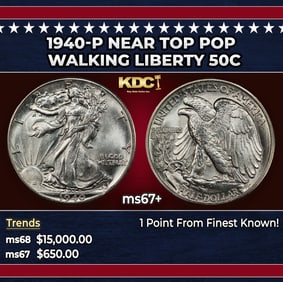 1943-s Walking Liberty Half Dollar 50c Grades ms65