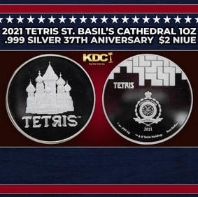 2021 Tetris St. Basil's Cathedral 1oz .999 Silver 37th Aniversary $2 Niue Grades Ungraded Round