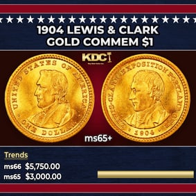 1904 Lewis & Clark Gold Commem Dollar 1 ms65+ SEGS