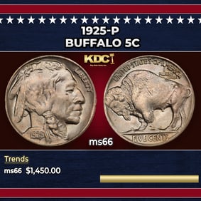 1925-p Buffalo Nickel 5c ms66 SEGS
