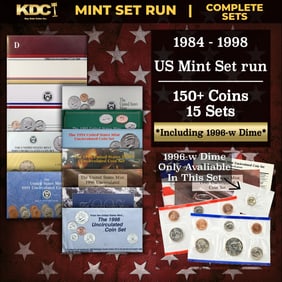 1984-1998 Mint Set Run 151 Coins 15 Complete Sets Including 1996-w Dime