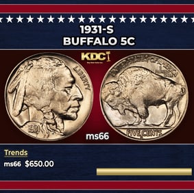 1931-s Buffalo Nickel 5c Grades ms66