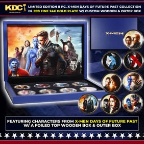 Limited Edition 8 X-Men Days of Future Past Gold Plated Collection In Custom WOODEN Box W/ Special