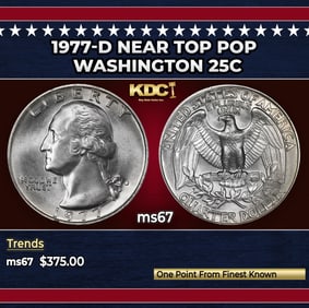 1977-d Washington Quarter Near Top Pop 25c ms67 SEGS