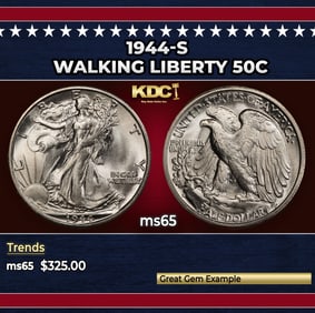 1944-s Walking Liberty Half Dollar 50c Grades ms65