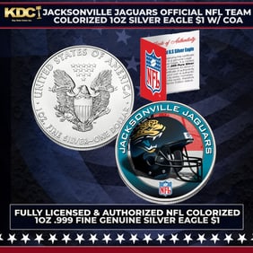 Jacksonville Jaguars Official NFL Team Colorized 1oz Silver Eagle $1 w/ COA Other Toy