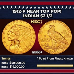 1912-p Gold Indian Quarter Eagle Near Top Pop! $2 1/2 ms65+ SEGS