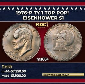 1976-p Ty 1 Eisenhower Dollar TOP POP! $1 ms66+ SEGS