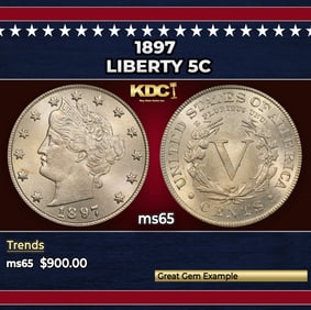 1897 Liberty Nickel 5c Grades ms65