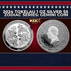 2024 Tokelau 1 oz Silver $5 Zodiac Series: Gemini Coin Round