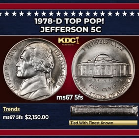 1978-d Jefferson Nickel TOP POP! 5c ms67 5fs SEGS