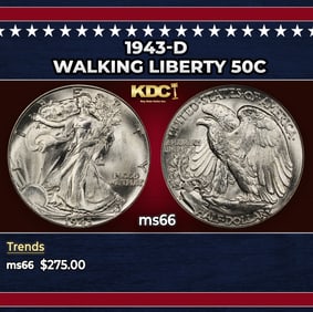 1943-d Walking Liberty Half Dollar 50c Grades ms66