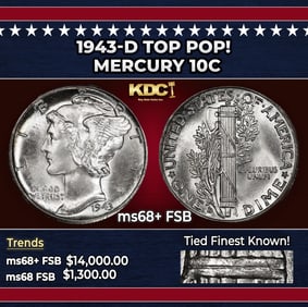 1943-d Mercury Dime TOP POP! 10c ms68+ FSB SEGS