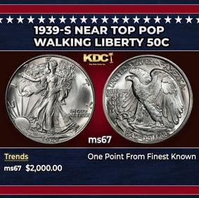 1939-s Walking Liberty Half Dollar Near Top Pop 50c ms67 SEGS