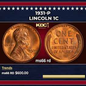 1931-p Lincoln Cent 1c Grades ms66 rd