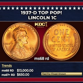 1937-d Lincoln Cent TOP POP! 1c ms68 rd SEGS