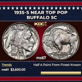 1935-s Buffalo Nickel Near Top Pop 5c ms67 SEGS