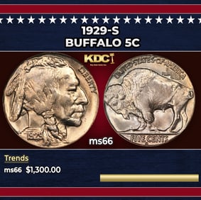 1929-s Buffalo Nickel 5c ms66 SEGS