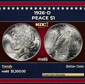 1926-d Peace Dollar $1 ms65 SEGS