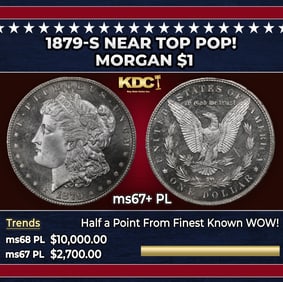 1879-s Morgan Dollar Near Top Pop! $1 ms67+ PL SEGS