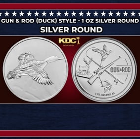 Gun & Rod (Duck) Style - 1 oz Silver Round Round