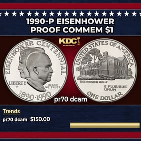 1990-p Eisenhower Proof Modern Commem Dollar $1 pr70 dcam SEGS