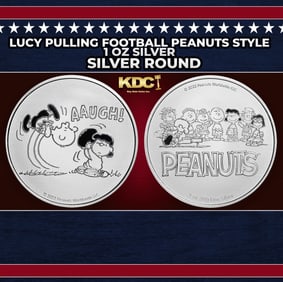 Lucy Pulling Football Peanuts Style - 1 oz Silver Round Round