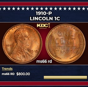 1910-p Lincoln Cent 1c Grades ms66 rd