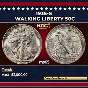 1935-s Walking Liberty Half Dollar 50c ms65 SEGS