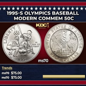 1995-s Olympics Baseball Modern Commem Half Dollar 50c ms70 SEGS