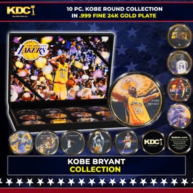 10 Coin Kobe Bryant Remembrance Gold Plated Round Collection