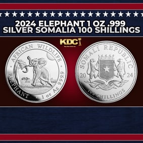 2024 Elephant 1 oz .999 Silver Somalia 100 Shillings Round