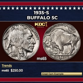 1935-s Buffalo Nickel 5c Grades ms65