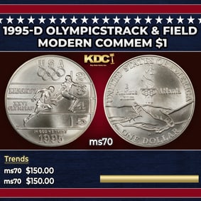 1995-d OlympicsTrack & Field Modern Commem Dollar $1 ms70 SEGS