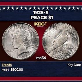 1925-s Peace Dollar $1 Grades ms64