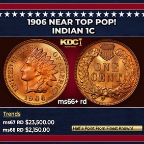 1906 Indian Cent Near Top Pop! 1c ms66+ rd SEGS