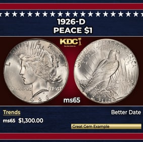 1926-d Peace Dollar $1 ms65 SEGS
