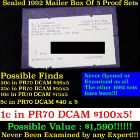 Original sealed box 5- 1992 United States Mint Proof Sets