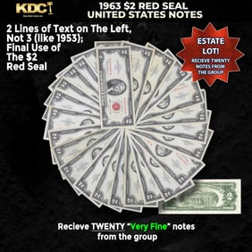 20x 1963 $2 Red Seal United States Note Grades VF/XF