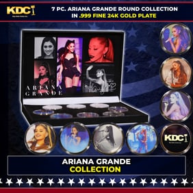 7 Coin Ariana Grande 24k Gold Plated Round Collection B In Custom Box W/ Special Backer card