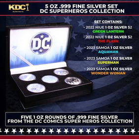 5 OZ .999 Fine Silver Set DC Superhero's Collection