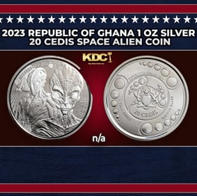 2023 Republic of Ghana 1 oz Silver 20 Cedis Space Alien Coin Round