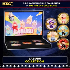 5 Coin Labubu Gold Plated Round Collection In Custom Box W/ Special Backer card