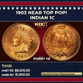 1903 Indian Cent Near Top Pop! 1c ms66+ rd SEGS