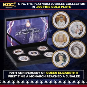 5 Coin Queen Elizabeth II - The Platnium Jubalee - Gold Plated Round Collection