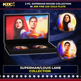 2 Coin Superman & Louis Lane, James Gunn Gold Plated Round Collection In Custom Box W/ Special