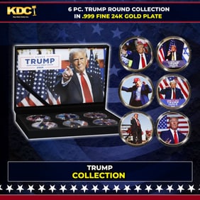 6 Coin President Donald Trump Gold Plated Round Collection